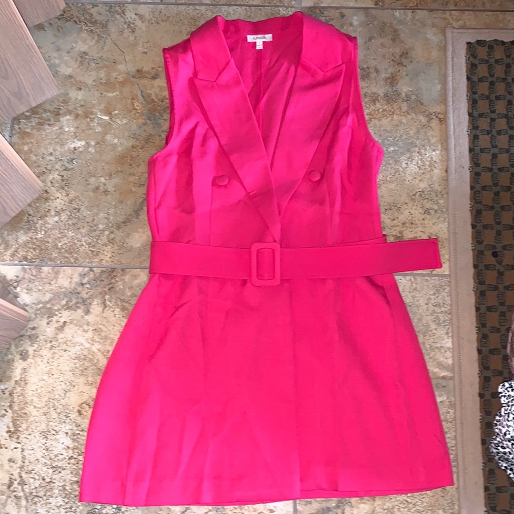Apeach Pink Long Belted Vest Dress Sz L
